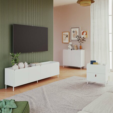 MANHATTAN COMFORT Bogardus 3-Piece TV Stand Living Room Set in White 3-31892AMC86